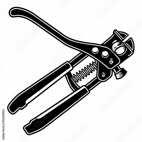 Vintage black and white cable cutter tool illustration