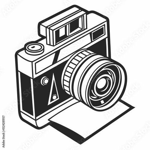 Vintage camera with film photography instant photo