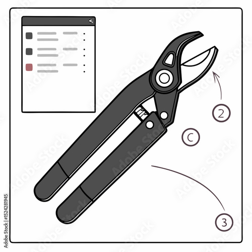 Illustrated guide using pruning shears gardening tool