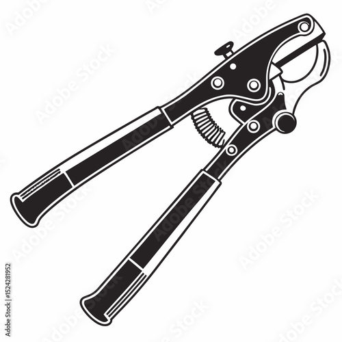 Cable cutter tool black and white illustration