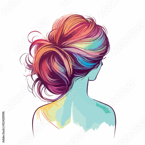 Detailed Color Pencil Silhouette of Faceless Front View Woman in Professional Design