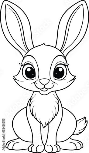 Adorable Antelope Jackrabbit Coloring Page Cute Animal Vector Illustration
