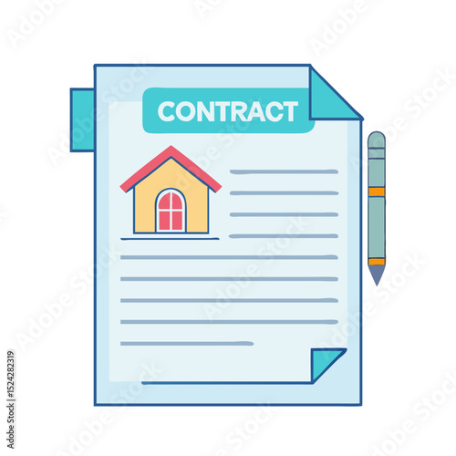 Contract paper with home illustration
