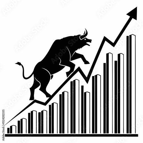 Bull market growth stock chart financial success