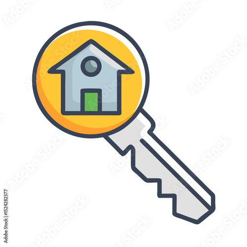 House key with home symbol on it
