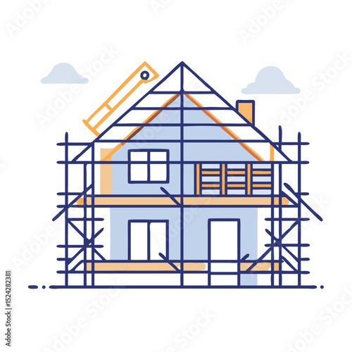 House under construction with scaffolding
