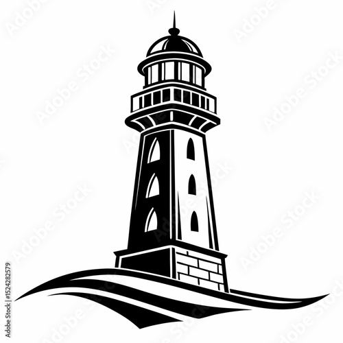 Professional lighthouse illustration isolated on white