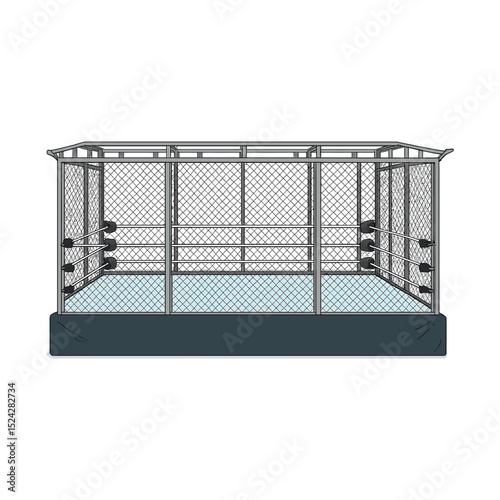 Vector Cartoon Wrestling Steel Cage Match Ring