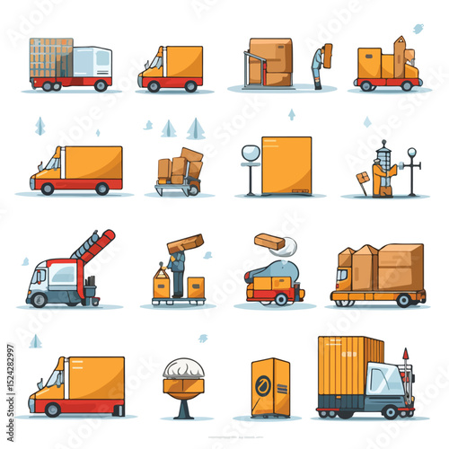 Comprehensive Delivery and Logistic Icons Set Vector Illustration for Professional Presentations and Designs