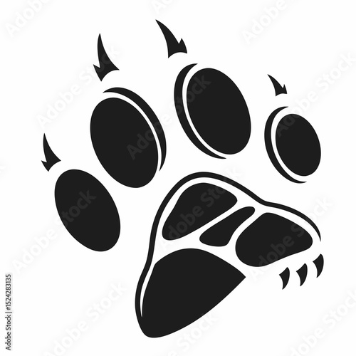 Stylized black bear paw print wild animal track