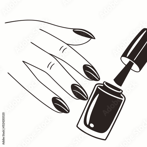 Elegant hand applying nail polish, clean cutout, transparent background
