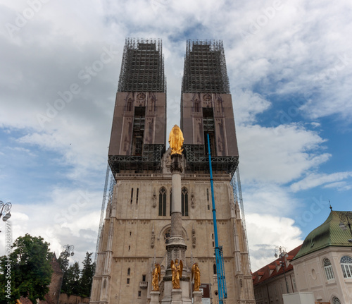 The iconic Zagreb Cathedral (Cathedral of Assumption of the Blessed Virgin Mary), currently undergoing extensive renovation