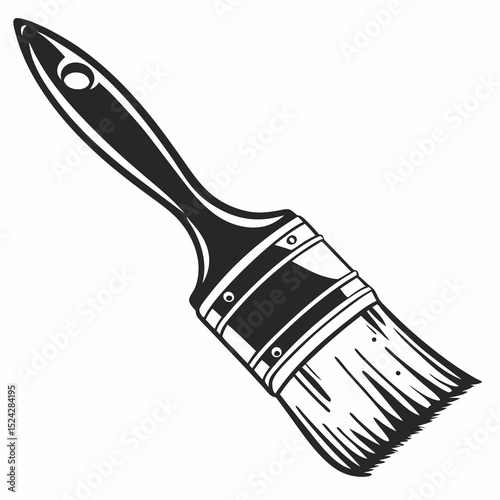 Vintage style paintbrush black and white illustration