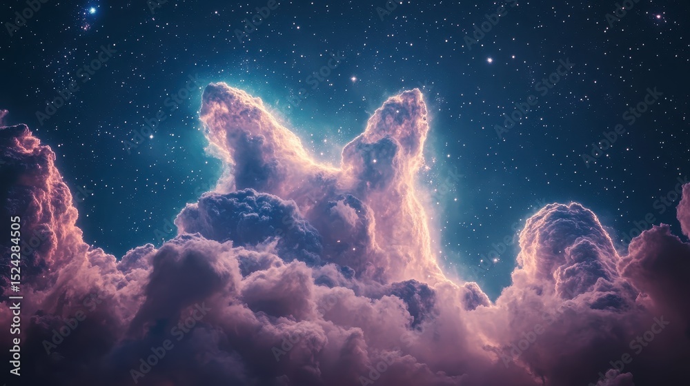 Fototapeta premium Starry sky with clouds and distant stars creating a breathtaking cosmic scene filled with wonder and celestial beauty