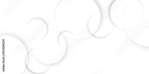 Abstract background with circle white abstract geometric background with soft light white paper circles in design .Gray abstract. Modern design background for report and project presentation template.