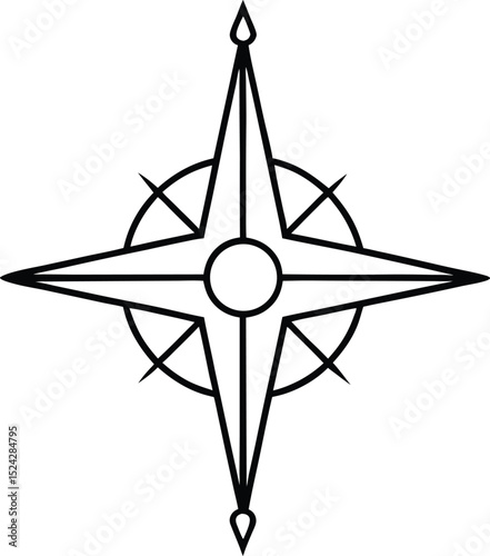compass drawing icon line art vector illustration on transparent background
