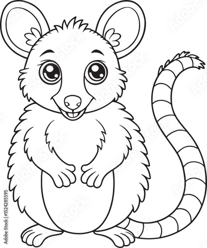 Adorable Cartoon Brushtaile Possum Coloring Page Rodent Illustration Vector Illustration