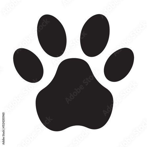Simple black paw print graphic design element