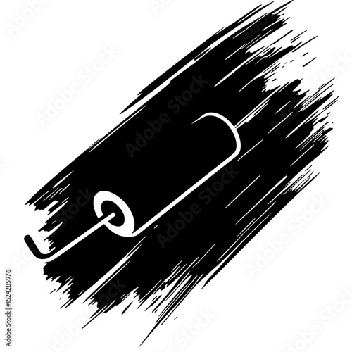 a black and white version of a paintbrush , Generative art.