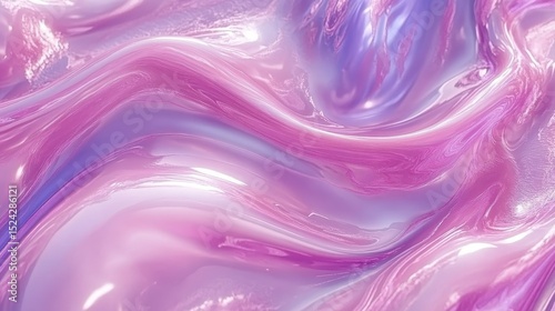 Swirling pink and blue liquid in a transparent glass container reflecting light and creating beautiful visual effects