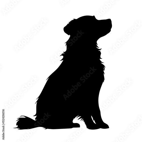 a silhouette of a dog sitting on a transparent background black, dog, silhouette, sit , Generative art.