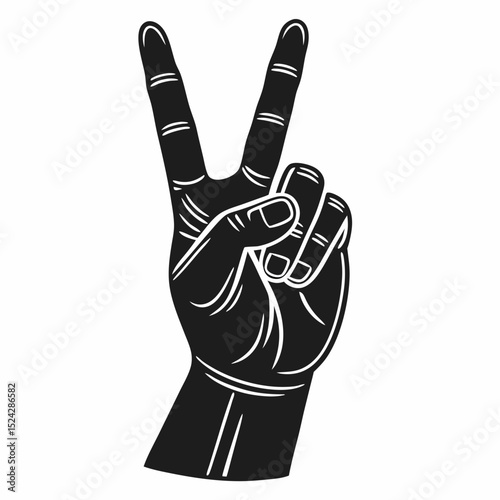 Hand gesture peace sign victory two fingers up