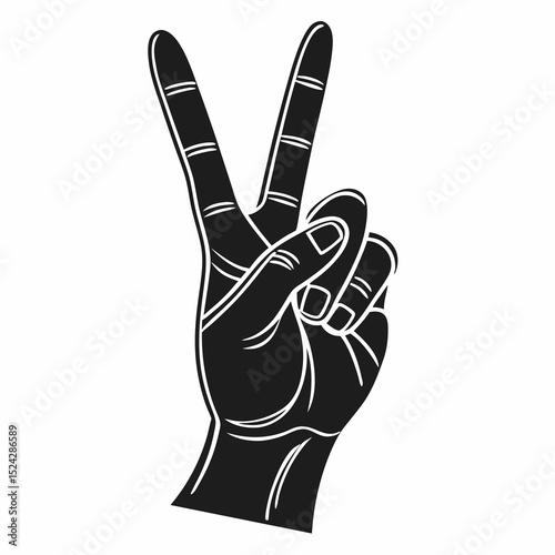 Hand gesture peace sign victory two fingers up