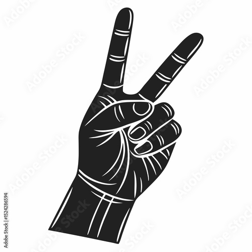 Hand gesture peace sign victory two fingers up