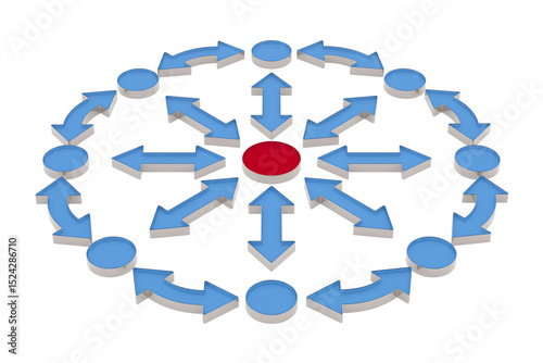 Communication network on white background. Isolated 3D illustration