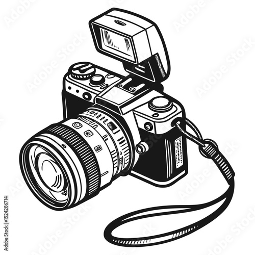 Vintage camera illustration isolated on white background