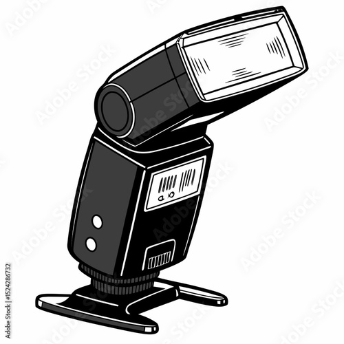 Professional camera flash illustration isolated on white