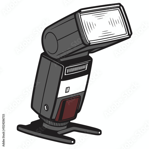 Professional camera flash isolated on white background