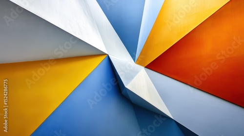 A bright and colorful wall featuring a dynamic blue, orange, and yellow color scheme for a lively atmosphere