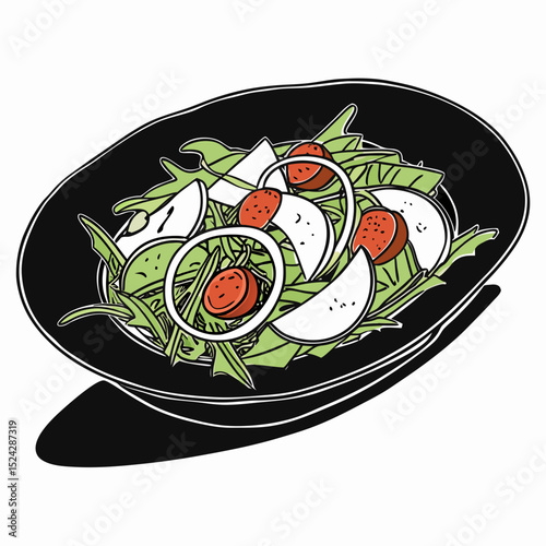 Delicious fresh salad with tomatoes and onions
