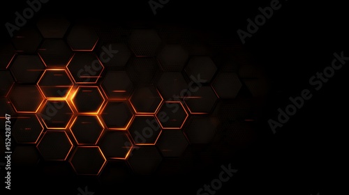 Hexagonal geometric abstract with fiery glow
