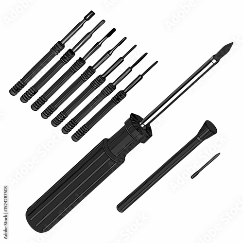 Professional precision screwdriver set isolated on white