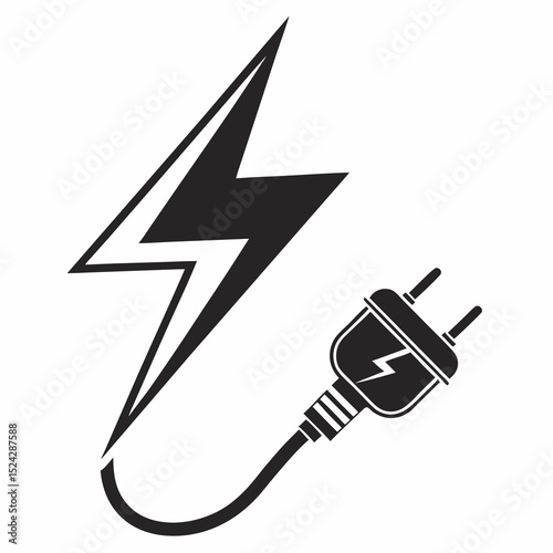 Electric power plug lightning bolt energy icon