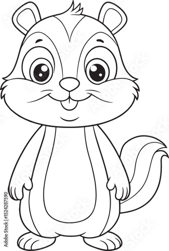 Adorable Chipmunk Coloring Page For Kids Vector Illustration