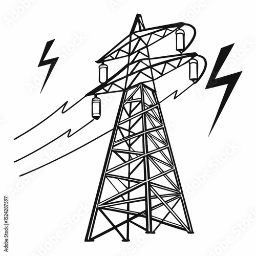 High voltage power transmission tower electricity pylon