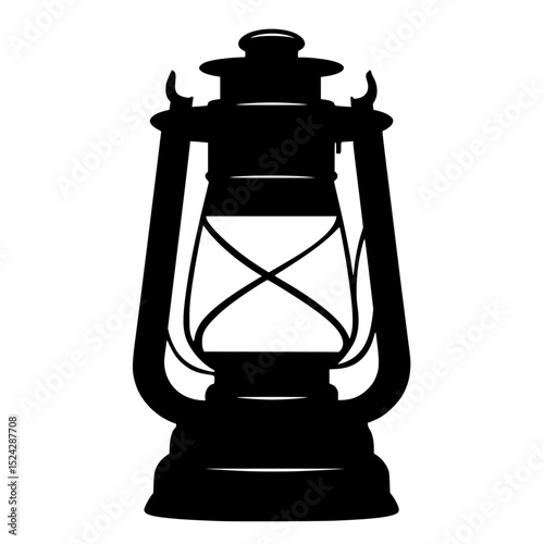 a black and white silhouette of a lantern black, icon, lamp, lantern, silhouette , Generative art.