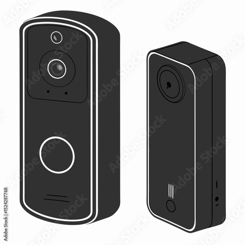 Professional smart doorbell and camera system, isolated cutout