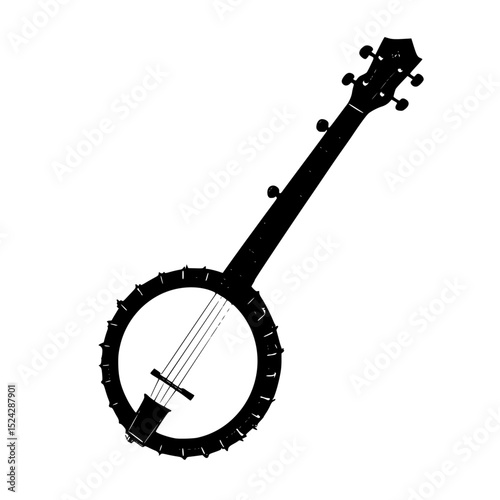 a black and white silhouette of a stringed instrument black, icon, instrument, musical, silhouette , Generative art.