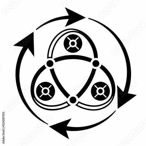 Professional circular arrows interconnected nodes design element