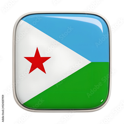 Djibouti flag in Rounded Square icon, isolated on a transparent background