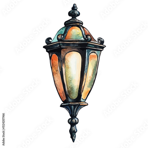 watercolor vector of Wall Sconce, high quality, isolated on a white background.
