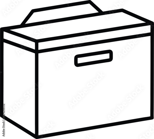 file box icon line art vector illustration on transparent background
