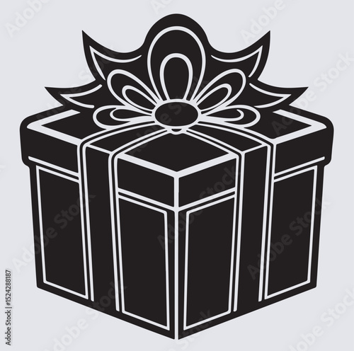 gift box icon silhouette vector art illustration, gift box with ribbon