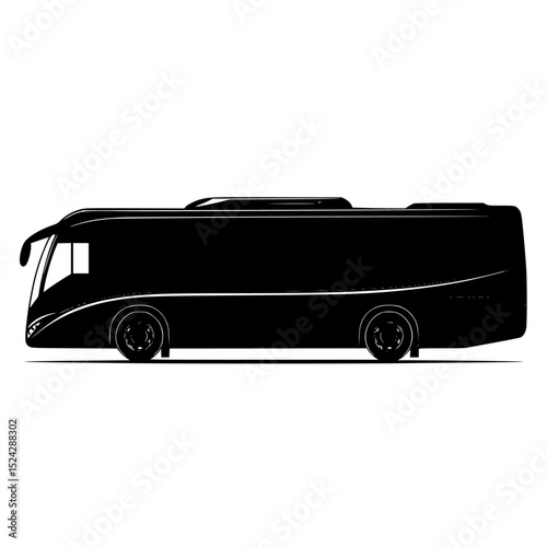 a black and white drawing of a bus black, bus, drawing, silhouette, van , Generative art.
