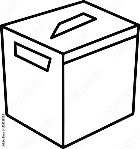 file box icon line art vector illustration on transparent background
