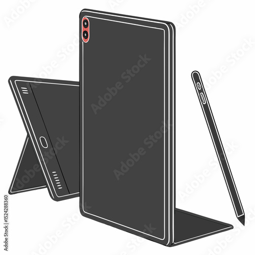 Modern tablet with stylus and stand feature